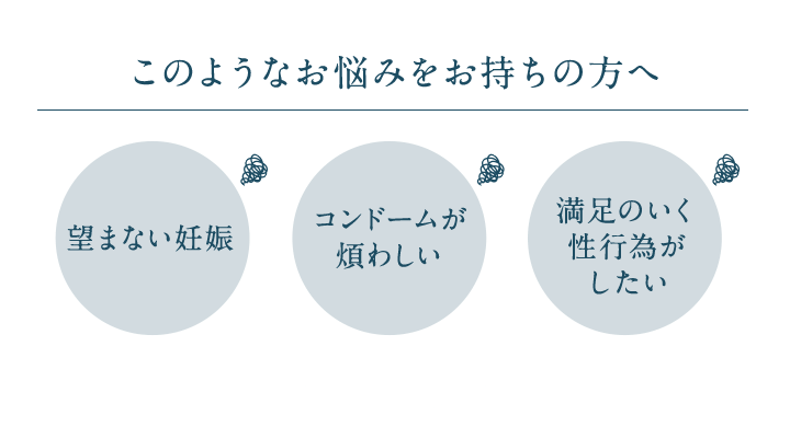 このようなお悩みはありますか？ 望まない妊娠・コンドームが煩わしい・満足のいく性行為がしたい